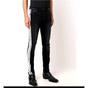 AMIRI Black Track Distressed Denim Jeans‎ Size 38 Retail $950